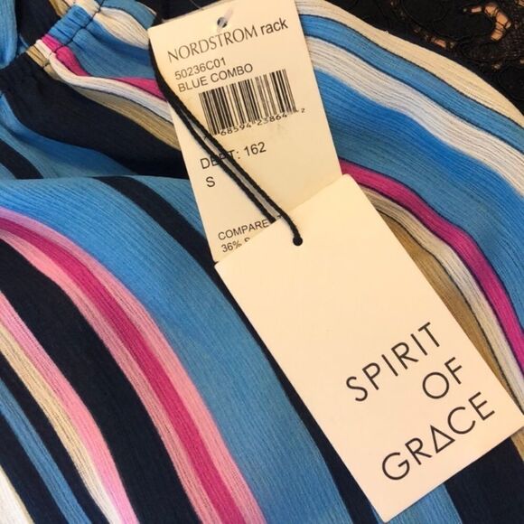 Spirit of Grace Striped Off The Shoulder Dress Size S NWT - Picture 7 of 7